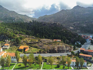 View of beautiful Coastal village in Galicia.Spain. Drone Photo