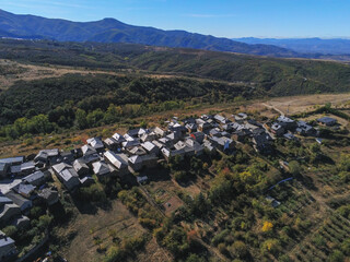 Fototapeta na wymiar Aerial view in beautiful village in the Camino de Santiago. Galicia.Spain