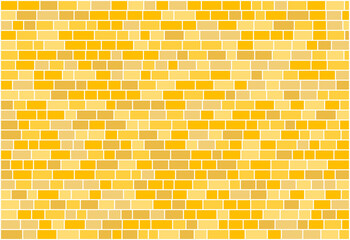 Nested rectangles with random widths  vector background in shades of yellow  like a wall with lots of  bricks with white rounded borders