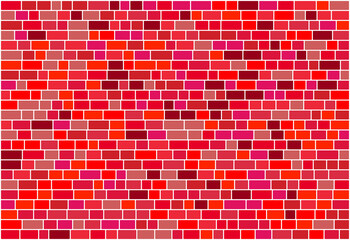 Fototapeta na wymiar Nested rectangles vector background in shades of red colors like a wall with lots of bricks with white rounded borders