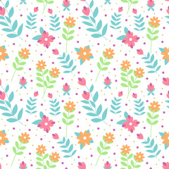 Hand Drawn Flower Colorful pastel Seamless Pattern