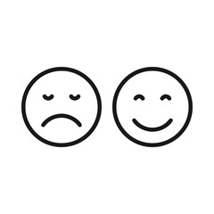 Fototapeta premium Happy and sad emotion face icon vector.