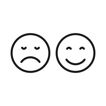 Happy and sad emotion face icon vector.