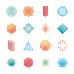icon set of geometric star and geometric shapes, flat style