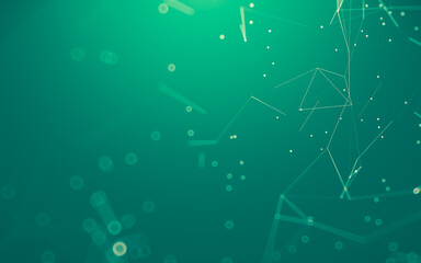 Abstract background. Molecules technology with polygonal shapes, connecting dots and lines. Connection structure. Big data visualization.