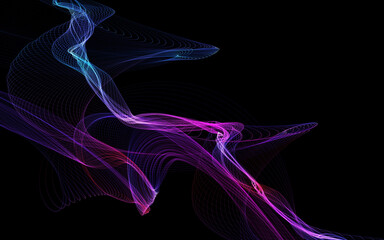 Dark abstract background with a glowing abstract waves