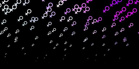 Dark Purple vector texture with women's rights symbols.