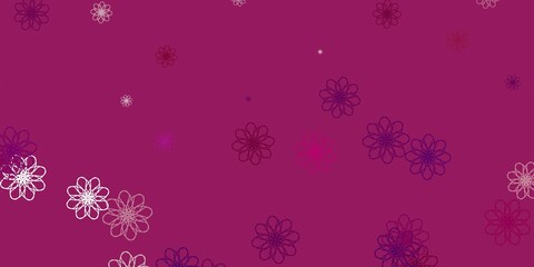 Naklejka na ściany i meble Light Purple vector doodle pattern with flowers.