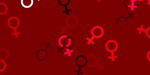 Light Pink vector pattern with feminism elements.