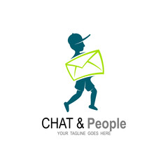 E-mail icon or logo in modern line style, Message logo, People and e-mail logo