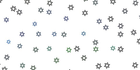 Light blue, green vector pattern with coronavirus elements.