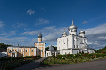 Fototapeta na wymiar Khutyn Monastery .Veliky Novgorod.Spaso Transfiguration Cathedral and the Church of Varlaam Khutyn