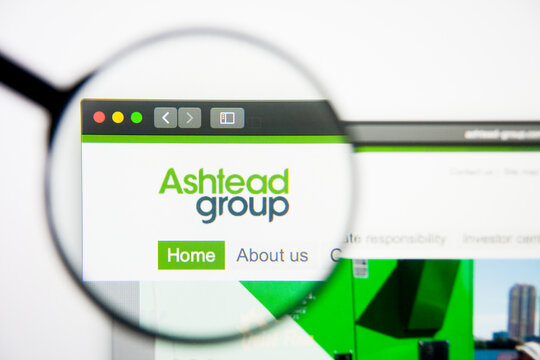 Los Angeles, California, USA - 28 February 2019: Ashtead Group website homepage. Ashtead Group logo visible on display screen, Illustrative Editorial