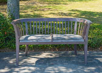 Park bench in the shade