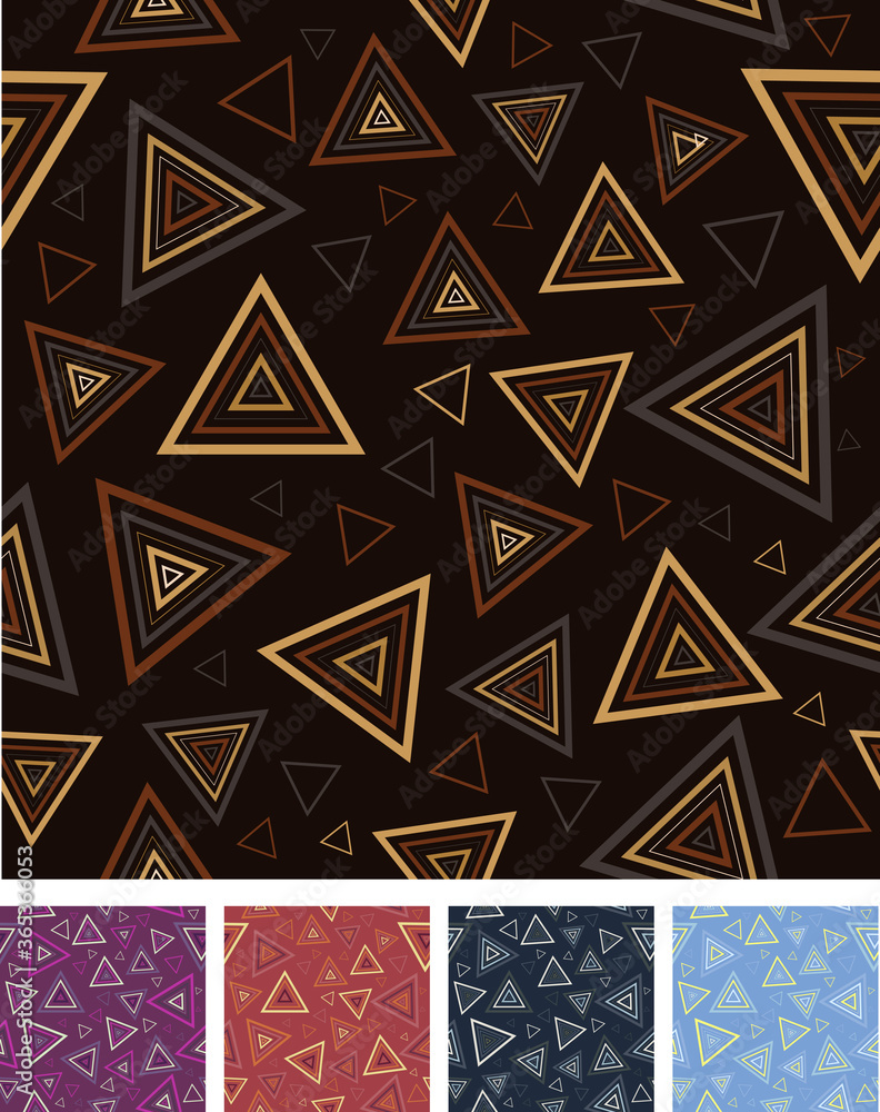 Poster double lines triangle seamless pattern with colour variations. modern geometric, minimalist, suitabl