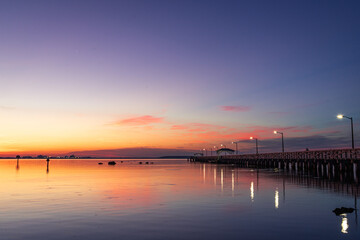 Fototapeta na wymiar Sun Rising, Calm morning, The Pier