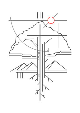 Christian symbols of a tree and the Holy Spirit