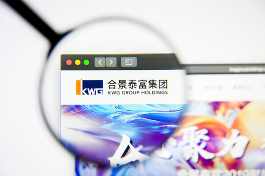 Los Angeles, California, USA - 5 March 2019: KWG Property Holding website homepage. KWG Property Holding logo visible on display screen, Illustrative Editorial