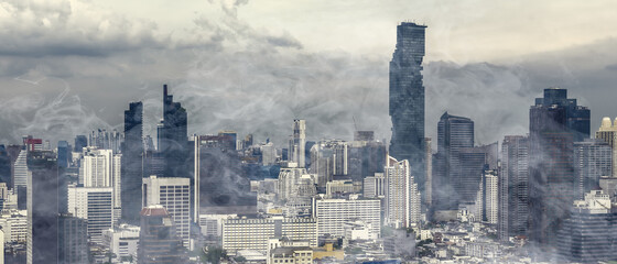 background air pollution and pm 2.5 over city © Mongkolchon