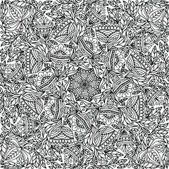 folk style flowers drawn on a white background for coloring, vector