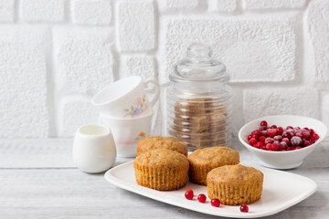 Homemade cranberry muffins for breakfast.