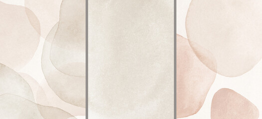 Abstract Arrangements. Posters. Terracotta, blush, pink, ivory, beige, watercolor Illustration and gold elements, on white background. Modern print set. Logo. Wall art. Business card. © Veris Studio