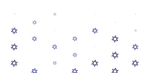 Light Purple vector background with covid-19 symbols.