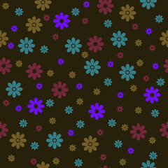 Seamless Vector cute flowers multi color design Pattern. Great for Fabrics, Scrap booking, bullet journal, textiles, blankets, pillows, cover,