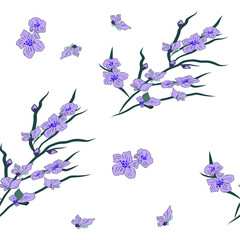 Seamless Vector  Cute flowers orchidsPattern. Great for Fabrics, Scrap booking, bullet journal, textiles, blankets, pillows, cover,