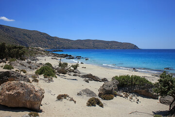Fototapeta na wymiar Kerdodasos beach crete private blue lagoon paradise red sand coast summer 2020 covid-19 holidays modern high quality print