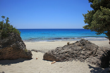 Kerdodasos beach crete private blue lagoon paradise red sand coast summer 2020 covid-19 holidays...