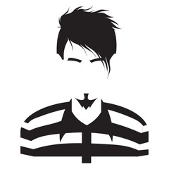 faceless man in stripes