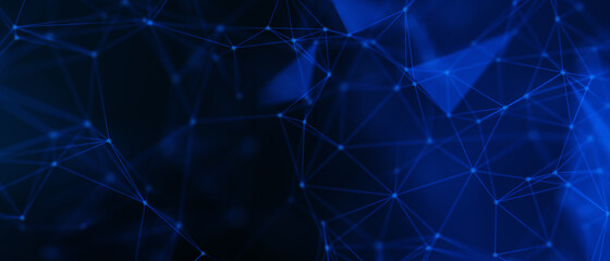 Abstract futuristic - technology with polygonal shapes on dark blue background. Design digital technology concept. 3d illustration.