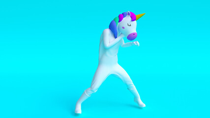 
Unicorn fighting against a person