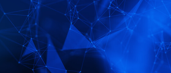 Abstract futuristic - technology with polygonal shapes on dark blue background. Design digital technology concept. 3d illustration.