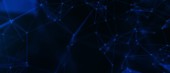 Abstract futuristic - technology with polygonal shapes on dark blue background. Design digital technology concept. 3d illustration.