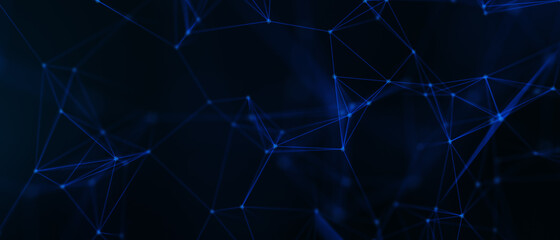 Abstract futuristic - technology with polygonal shapes on dark blue background. Design digital technology concept. 3d illustration.