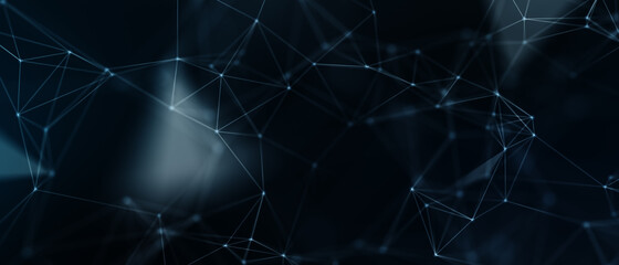 Abstract futuristic - technology with polygonal shapes on dark blue background. Design digital technology concept. 3d illustration.