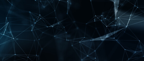 Abstract futuristic - technology with polygonal shapes on dark blue background. Design digital technology concept. 3d illustration.