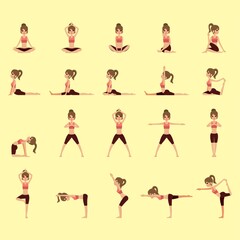 Fototapeta na wymiar set of yoga icons