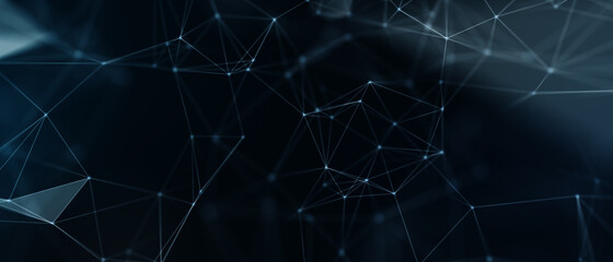 Abstract futuristic - technology with polygonal shapes on dark blue background. Design digital technology concept. 3d illustration.