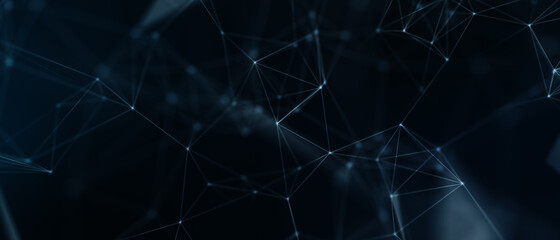 Abstract futuristic - technology with polygonal shapes on dark blue background. Design digital technology concept. 3d illustration.