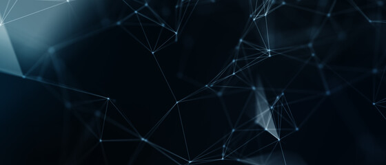 Abstract futuristic - technology with polygonal shapes on dark blue background. Design digital technology concept. 3d illustration.