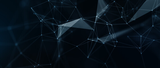 Abstract futuristic - technology with polygonal shapes on dark blue background. Design digital technology concept. 3d illustration.