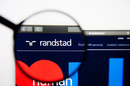 Los Angeles, California, USA - 28 February 2019: Randstad Holding website homepage. Randstad Holding logo visible on display screen, Illustrative Editorial