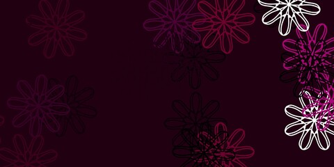 Light Pink vector doodle texture with flowers.