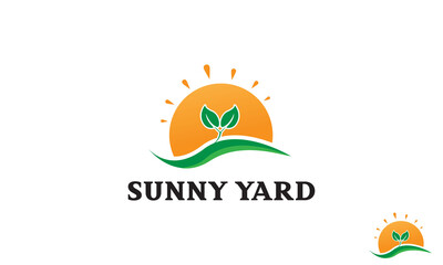 Sunny yard logo template with the plant.