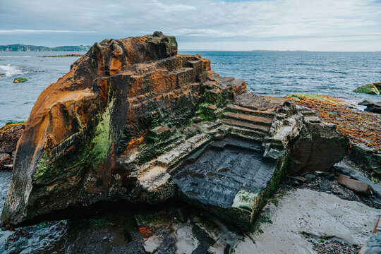 Cancagua rock on the seashore, half of this has been extracted by local artisans