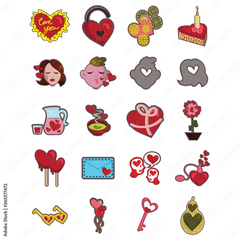 Sticker set of hearts