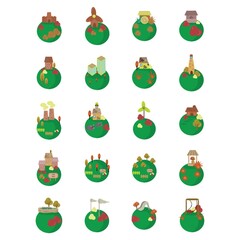 set of houses on globe